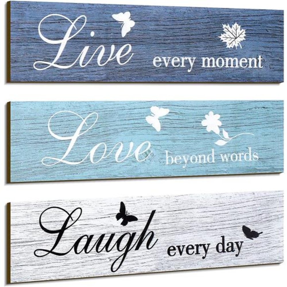 3 Pieces Rustic Wood Sign Wall Decor Live Love and Laugh Quote Sign Farmhouse